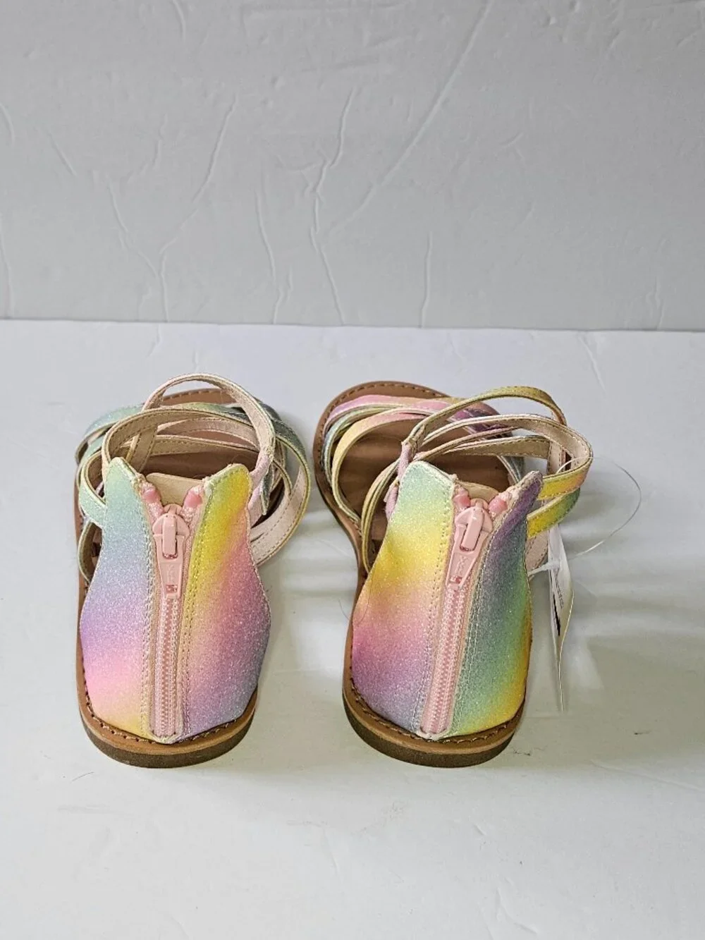 Girls' Multicolor Pastel Strappy Flat Sandals Size 2